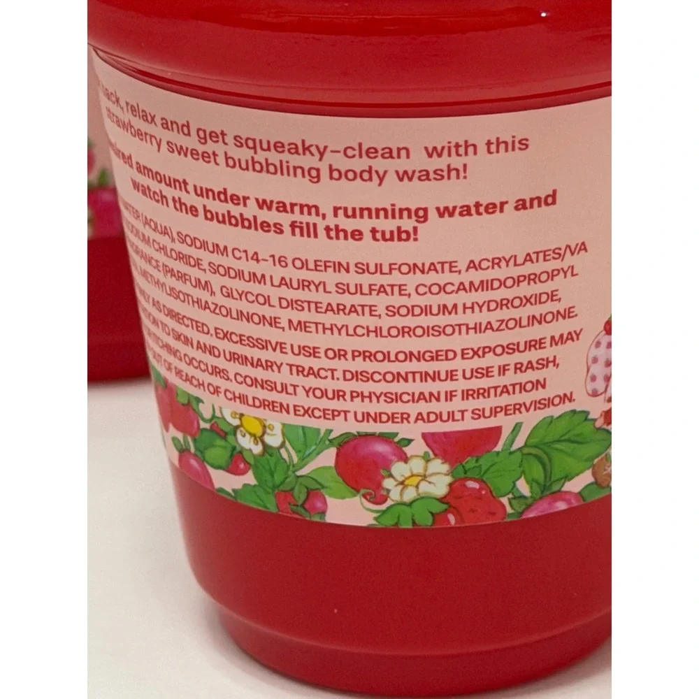 Strawberry Shortcake Bubbling Body Wash Ice Cream Cone Shape 5.24oz 3 Pack Red